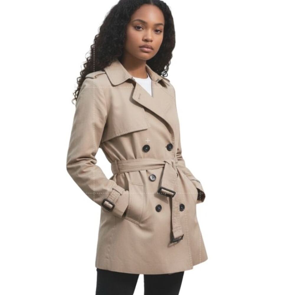 Zara Basic Short Belted Double Breasted Trench Co… - image 1